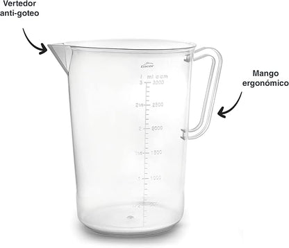 Lacor - 67213 - Measuring Jug, Measuring Cup, Liquid Meter, Polypropylene, BPA Free, 17 cm, 3 L