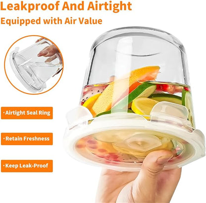 H.JSS WDJS 24 Oz Round Glass Food Storage Container set, 3 Cup Round Glass Soup Container with Airtight Lids BPA free, Borosilicate Storage Bowls, Dishwasher Microwave Freezer Safe (2 Pack)