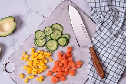Arcos Deba Knife 7 Inch Stainless Steel. Japanese Kitchen Knife for Fish, Meat and Vegetables. Ovengkol Wood Handle 100% natural FSC and 170mm Blade. Series Nordika. Color Brown.