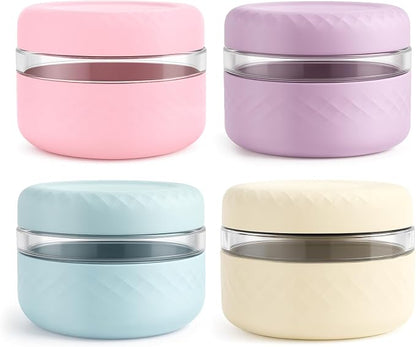 4 Pack 16 oz Glass Lunch Bowl Containers with Lids | Leak & Spill Proof, BPA-Free, Microwave & Dishwasher Safe, Airtight Meal Prep & Food Storage Jar for Lunch, Salad, Soup, Oats, Stew, Yogurt