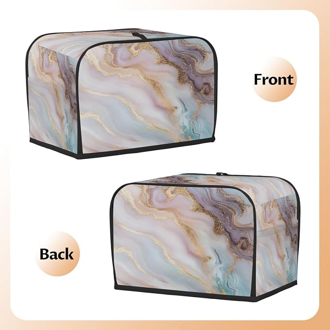 Marble Texture Toaster Cover 2 Slice Wide Slot Washable Toaster Covers | Gold Modern Dust and Fingerprint Protection Bread Maker Covers for Kitchen Accessories Decor Bakeware Women Gift