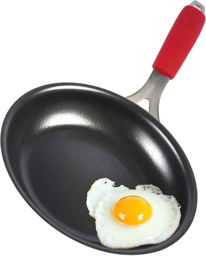8 Inch Nonstick Frying Pan, Tri-Ply Clad Stainless Steel Skillet with Reinforced Coating, Detachable Handle with Silicone Sleeve, Dishwasher & Oven Safe, Induction Compatible, PFOA-Free