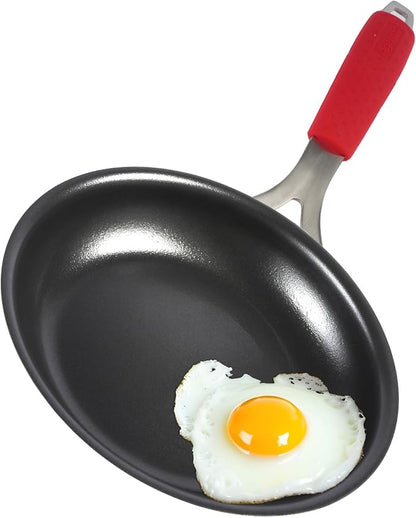 8 Inch Nonstick Frying Pan, Tri-Ply Clad Stainless Steel Skillet with Reinforced Coating, Detachable Handle with Silicone Sleeve, Dishwasher & Oven Safe, Induction Compatible, PFOA-Free