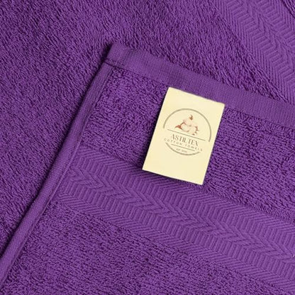 Bath Towels Pack of 6 – 24" x 50" – 100% Cotton Terry, Soft, Quick-Dry & Highly Absorbent – Purple Towels for Bathroom, Spa, Gym, Hotel, Pool & Everyday Use