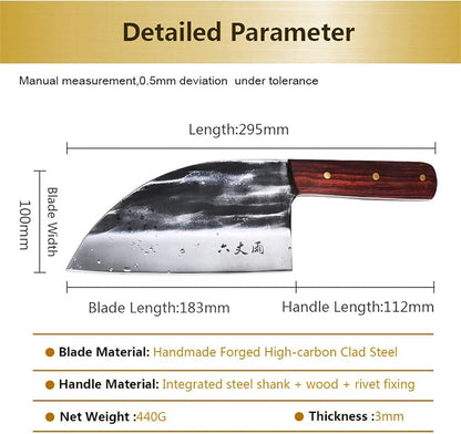 Ultra-Sharp Composite High Carbon Steel Handmade Forged Chef Knife and Vegetable Knife No-Slip Labor-saving Wooden Handle Chinese Knife