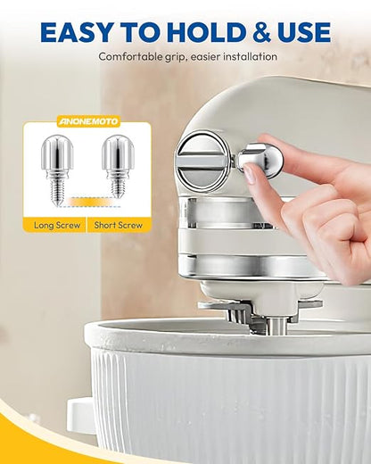 Attachment Knob Thumb 1.5‘’ Short Screw fit for Kitchen Aid Mixers with Screw-On Hup Cap, Upgraded 6061 Aluminum Long Screw Head Knob Replacement Parts, Replaces 9709194, 4162142, 240374 etc, Chrome