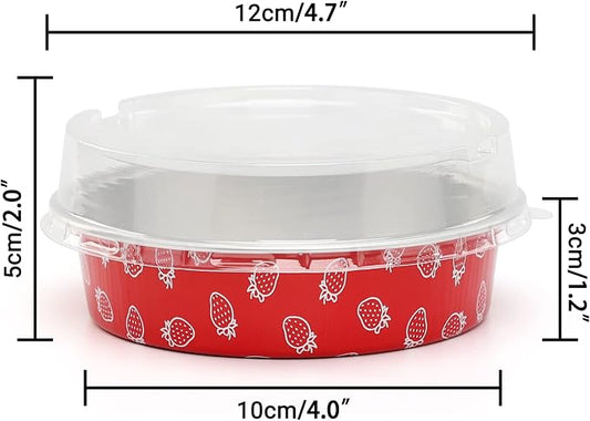 Beasea Disposable Mini Pie Pans with Lids, 100 Pack 4 Inch 8oz Aluminum Baking Foil Tins Small Round Tart Cups Containers for Individual Cupcake Dessert Muffin Cheesecake Ramekins Quiche Oven Dishes