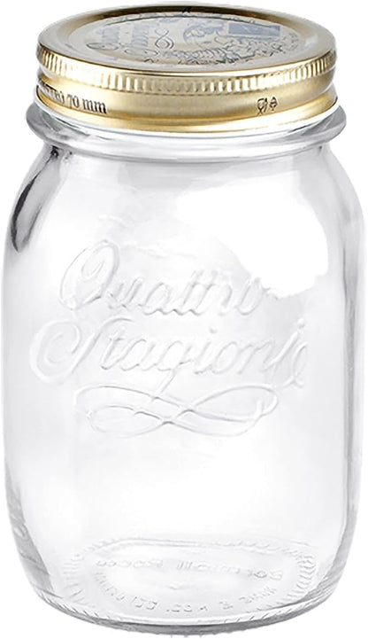 Bormioli Rocco Quattro Stagioni 17 oz Canning Jar - Vacuum Sealed for Home Canning & Au Bain-Marie"Cooking - BPA-Free, Airtight Storage for Dry Foods & Homemade Gifts - Odor Proof - Made in Italy