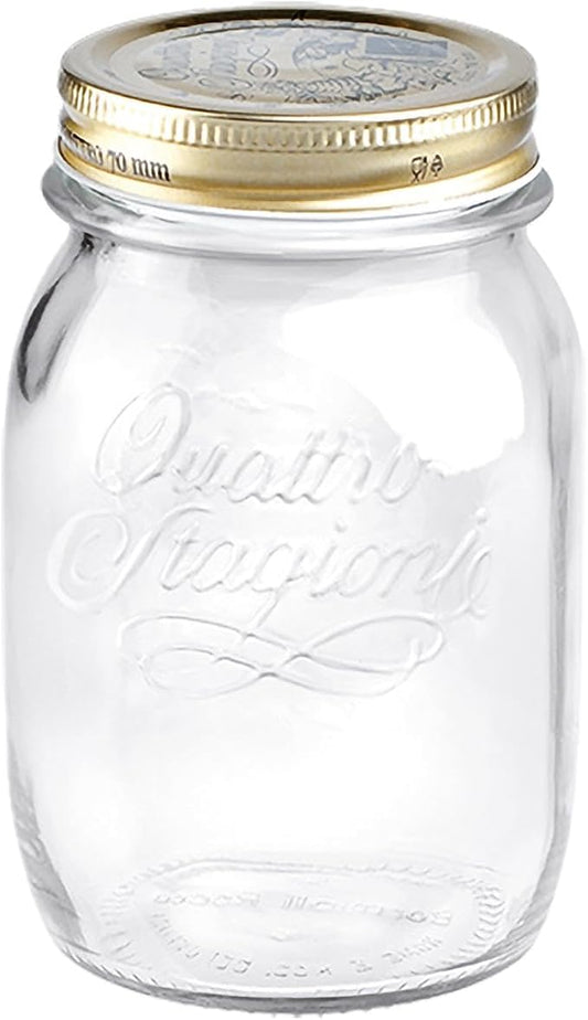 Bormioli Rocco Quattro Stagioni 17 oz Canning Jar - Vacuum Sealed for Home Canning & Au Bain-Marie"Cooking - BPA-Free, Airtight Storage for Dry Foods & Homemade Gifts - Odor Proof - Made in Italy