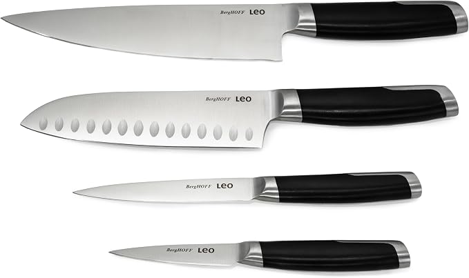 Berghoff Graphite Chef's Knife 8", Stainless Steel Sharp Wide Blade, Soft-touch Handle, Paring Cutting Slicing Fruits Vegetables Meat Fish, Well Balanced