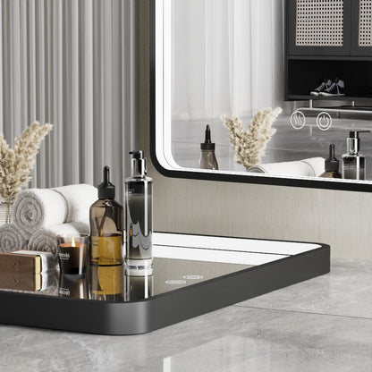 36X36 Inch LED Lighted Bathroom Mirror,Black Frame,3 Color