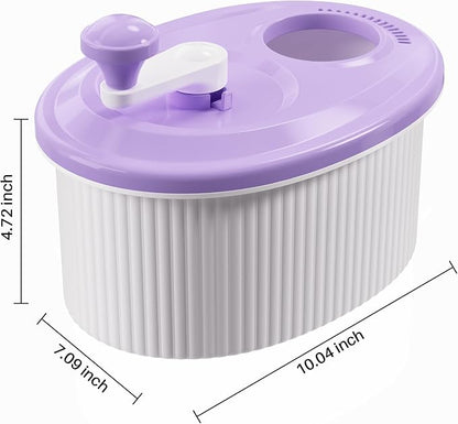 JOYMOOP Fruit Washer Spinner, Fruit Cleaner Spinner with Crank Handle, Hands-Free Fruit & Vegetable Washing Bowl, Manual Fruit Scrubber, No Electricity, Light Lavender
