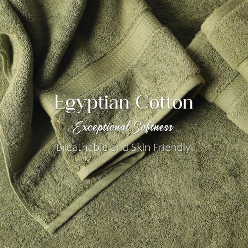 Superior Egyptian Cotton Plush Absorbent, Bath Towel Set of 4, Forest Green