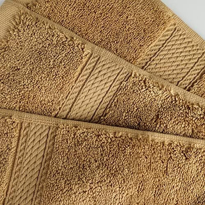 SUPERIOR Egyptian Cotton Plush & Absorbent, Hand Towel Set of 4, Toast