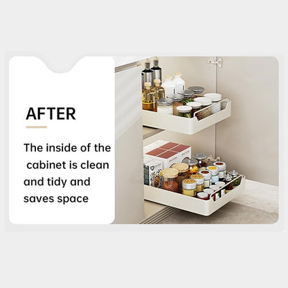 Pull Out Cabinet Organizer, Slide Out Pantry Shelves with Nylon Adhesive, Heavy Duty Sliding Drawer Pantry Shelf for Pantry Kitchen Home Bathroom Under Sink
