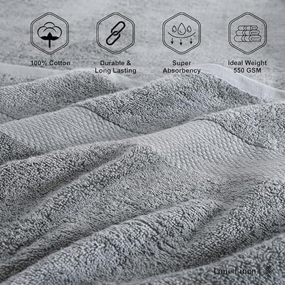 LANE LINEN Bath Sheets 100% Cotton 4 Pack Oversized Soft - Grey