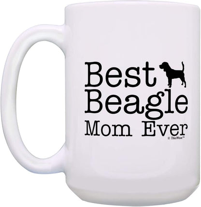ThisWear Best Beagle Dad Ever and Best Beagle Mom Ever Mug Set 2 Pack 15-oz Mugs Cups 15oz Mugs