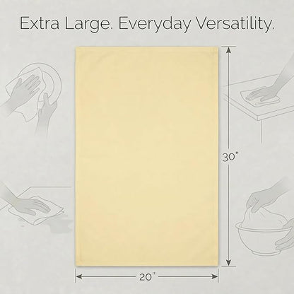 Urban Villa Kitchen Towels 100% Cotton Dish Towels for Kitchen(Set of 6)20”x30” Dish Cloths Highly Absorbent Kitchen Linen Set with Hanging Loop Perfect for Drying Dishes Cleaning Hand Towels – Yellow