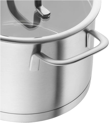 ZWILLING TrueFlow 5-Piece Saucepan Set, with Pouring Function, Suitable for Induction, Uncoated, Stainless Steel, Silver
