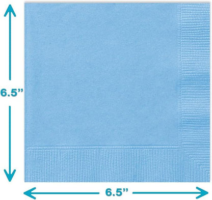 Heavy Duty Light Blue Paper Plate Party Supplies Bundle 9" Dinner plate, 7" Dessert Plates And Napkins, 56 Piece Disposable Paper Party Plate Set