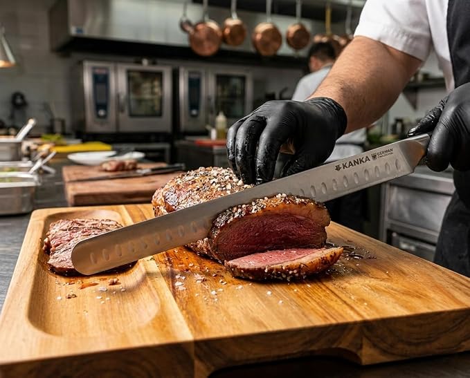 KANKA 12 inch Slicing Carving Knife - Ultra Sharp 1.4116 German Stainless Steel. Premium G10 Hamdle. Gift Box Included