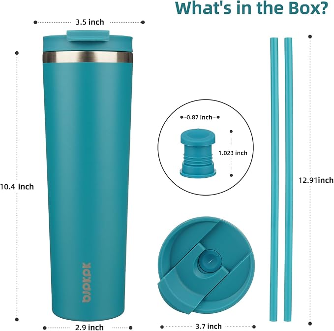 BJPKPK 34oz Tumbler With lid And Straw Stainless Steel Travel Coffee Mug Insulated Tumblers Cups,Laguna
