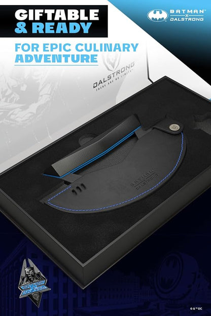 Dalstrong Ulu Knife - 7 inch - BATMAN™ Shadow Black Edition - High Carbon 7Cr17MoV Steel - Black Titanium Kitchen Knife - Rocking, Mincing, Slicing Meat & Herb Knife - G10 Handle - Sheath