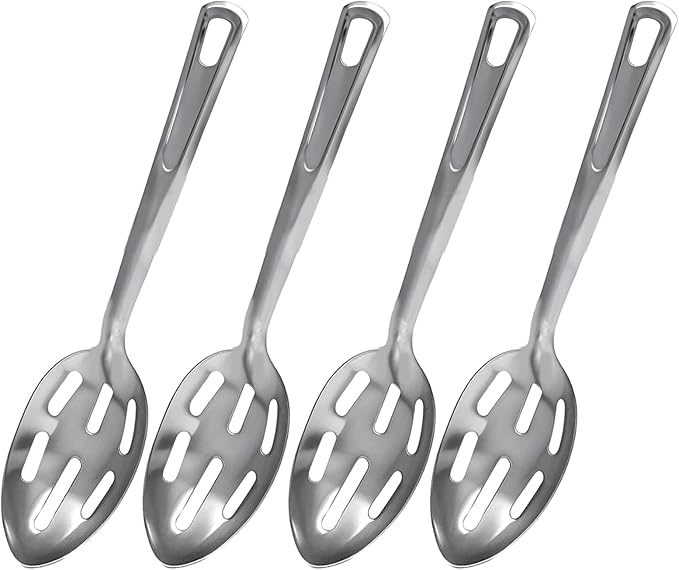 4 Pack Kitchen Slotted Spoon Stainless Steel, Stiring Large Spoons, 13 Inch Metal Slotted Spoon, Cooking Serving with Holes