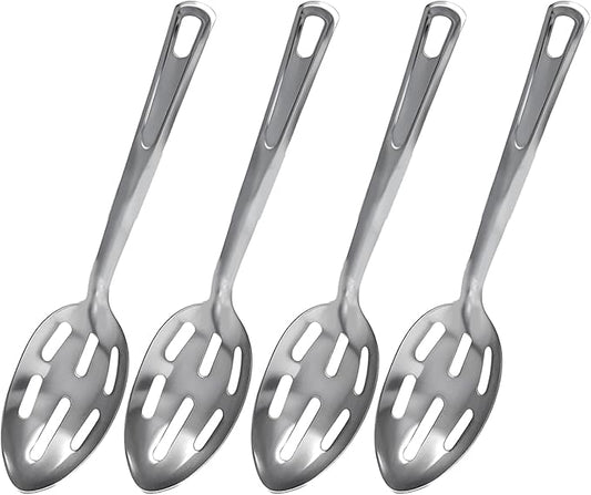 4 Pack Kitchen Slotted Spoon Stainless Steel, Stiring Large Spoons, 13 Inch Metal Slotted Spoon, Cooking Serving with Holes