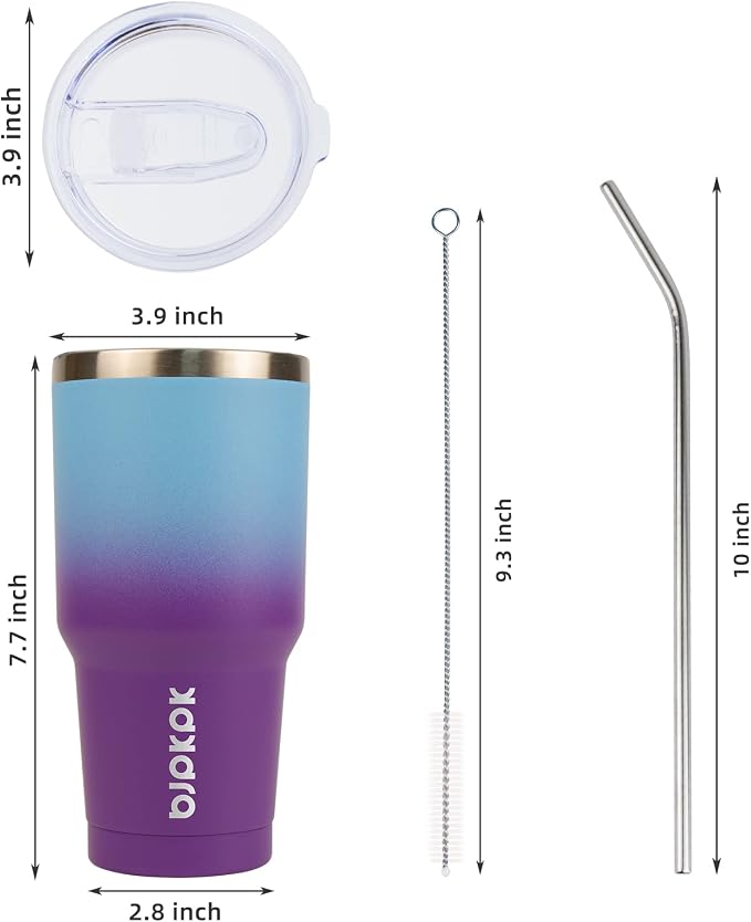 BJPKPK 30oz Color Block Tumbler With Lid And Straw,Stainless Steel Double Wall Vacuum Insulated Tumblers,Ocean Dream