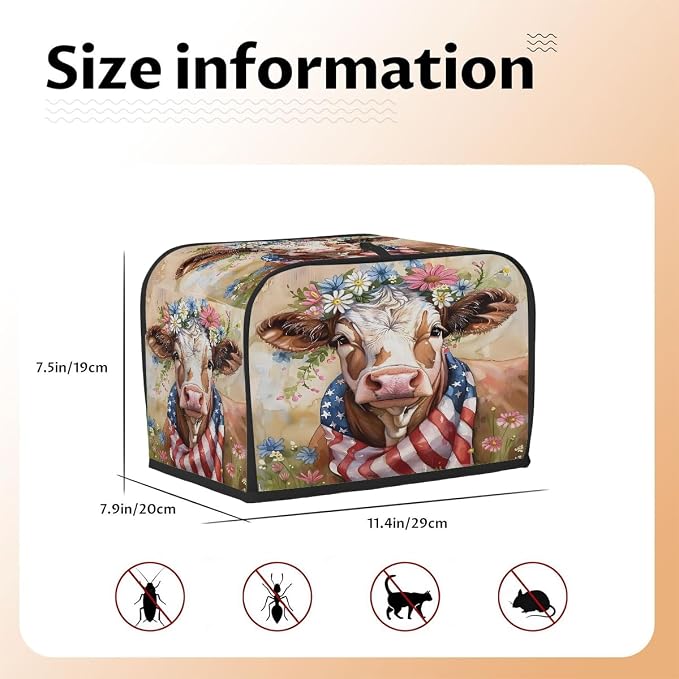 2 Slice Animal Highland Cow Toaster Cover Waterproof Dust Fingerprint Bread Machine Cover Washable Kitchen Appliance Protector For Home Kitchen Bakeware Table Decor Women Gifts