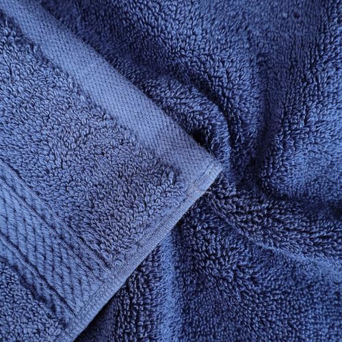 SUPERIOR Egyptian Cotton Pile Plush Bath Sheet, 2 Piece Set, Navy Blue