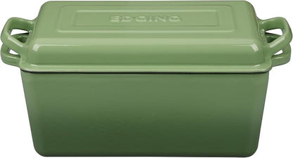 EDGING CASTING Enameled Cast Iron Dutch Oven, Oblong Bread Oven for Sourdough Bread Baking, Baking Pan, Dual Handles, Oven Safe, 4 Quart, Pistachio Green