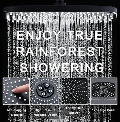 Rain Shower Head with Handheld Showerhead, Black 1.8GPM 460311