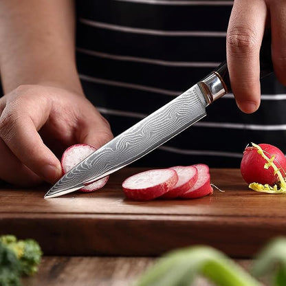 1 PCS Damascus Knife Set – 67-Layer High-Carbon Steel, Pro Chef/Slicing/Utility/Paring Knives & Cleaver, Rosewood Handle, for Home/Pro Chefs