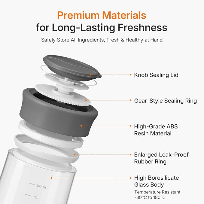 Upgraded Rotary Airtight Glass Mason Jar with Lid, NUZEAK 27oz Borosilicate Coffee Container with Silicone Seal, Stackable Food Storage Jar for Pantry, Kitchen, Coffee Bean, Nuts, Spice, Cereal, Salad