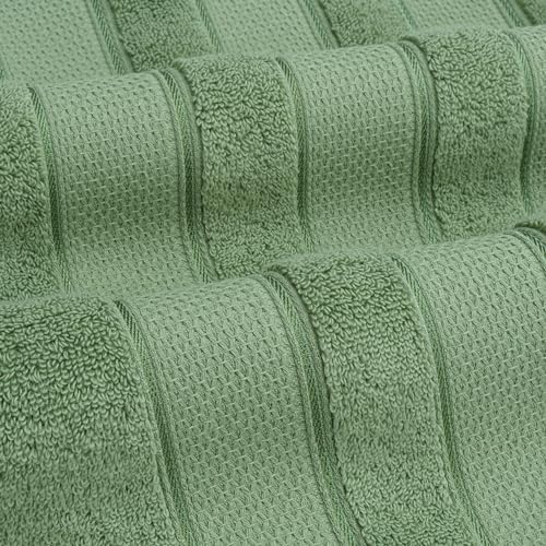 American Soft Linen Salem Turkish Bath Towel Set, 100% Cotton 600 GSM 6 Piece Towels for Bathroom, 2 Bath Towels 2 Hand Towels 2 Washcloths, Sage Green