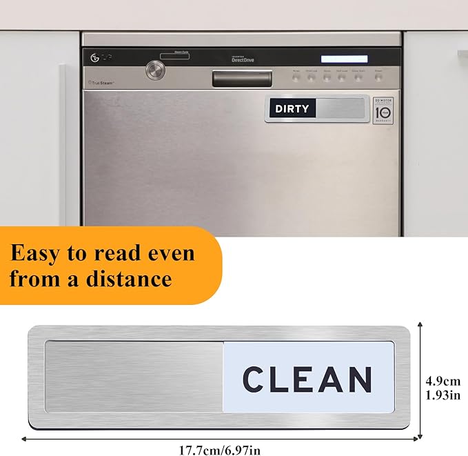 Dishwasher Magnet Clean Dirty Sign - Reversible Strong Magnet & Non-Scratch Clean Dirty Magnet for Dishwasher, Easy to Read Dishwasher Sign with Optional Adhesive, Kitchen Decor Home Essentials