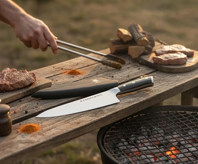 KANKA Professional 8 inch Chef Knife – High Grade 1.4116 Stainless Steel, Ultra-Premium G-10 Fiberglass Handle, Premium Wood Sheath Included – Essential Kitchen Knife for Chefs