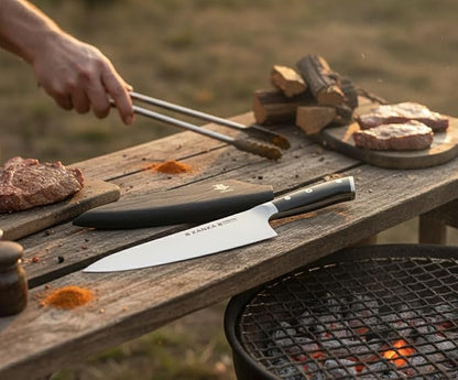 KANKA Professional 8 inch Chef Knife – High Grade 1.4116 Stainless Steel, Ultra-Premium G-10 Fiberglass Handle, Premium Wood Sheath Included – Essential Kitchen Knife for Chefs
