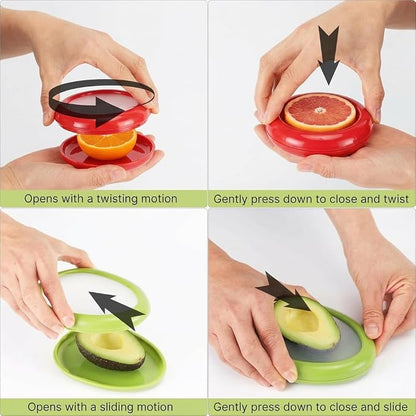 Avocado Saver and Tomato Holder, Onion Antioxidation Storage Set - Set of 4 Reusable Fruit and Veggie Savers - Ideal for Garlic, Onions, Apple, Lemons, and Potatoes