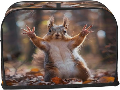 Animal Squirrel Toaster Cover 4 Slice Wide Slot Washable Toaster Covers | Funny Art Dust and Fingerprint Protection Bread Maker Covers for Kitchen Accessories Decor Bakeware Women Gift