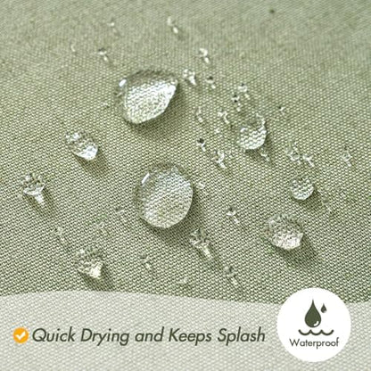 MIULEE Linen Buttonhole Fabric Shower Curtain Sage Green 72*72 Metal Hooks