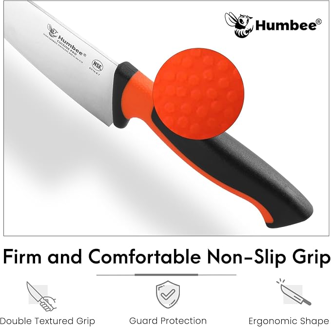 6-Inch Chef Knife, NSF Certified Razor-Sharp High Carbon Stainless Steel Blade – Ergonomic Color Coded Handle, Non-Slip Grip Kitchen Knife, DT-10 Series, Orange
