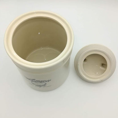 Ceramic Coffee Canister Jars,Airtight Coffee Storage Container with Handle Lid,Ceramic Food Storage Jars for Coffee Beans,Vacuum Sealed Vintage Kitchen Canisters Large,8.5 inches (Beige)