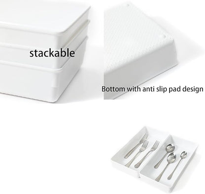 3 Pack White Plastic Drawer Organizer Tray Cutlery Utensil Makeups Drawer Organizers 12" X 6"…