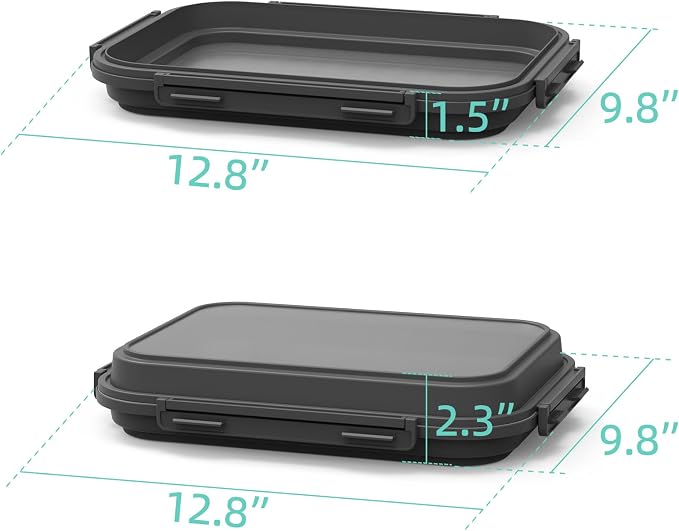 2 Pack Silicone Food Fresh-Keeping Storage Containers with Lid, Dual-Shape Design, BPA-Free, Leakproof Lock Clips, Versatile Fridge Storage Containers, Space Saving & Expandable