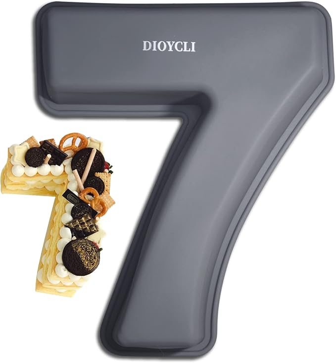 Dioycli Number Cake Molds for Baking 3D Silicone Cake Molds DIY Personalized Cake Pan for Birthday Wedding and Anniversary Number 7 Cake Pan of 10 Inch