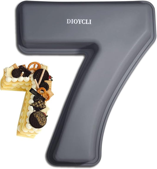 Dioycli Number Cake Molds for Baking 3D Silicone Cake Molds DIY Personalized Cake Pan for Birthday Wedding and Anniversary Number 7 Cake Pan of 10 Inch