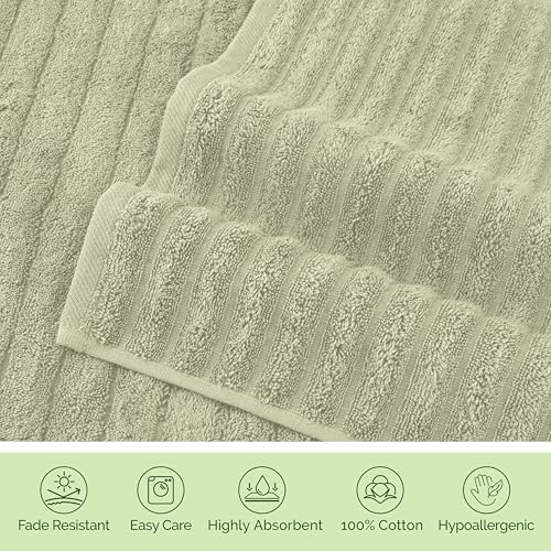 Elegant Comfort 100% Turkish Cotton Corduroy Ribbed Luxury Jumbo Bath Towel Ultra Soft - 35 x 70 Inch - Luxury Spa Premium Hotel Quality Highly Absorbent and Quick Dry Large Bath Towel, Mint Green